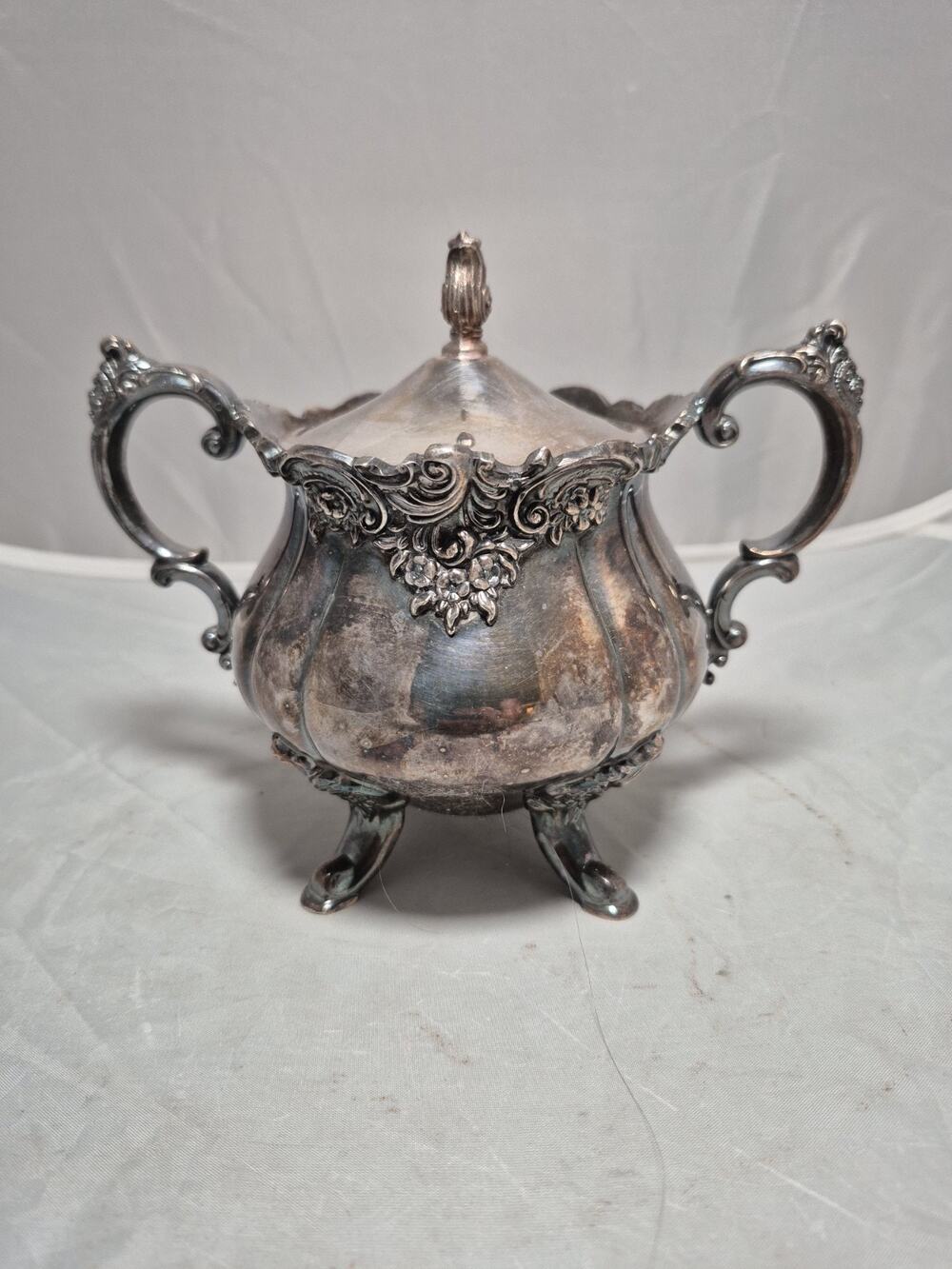💥 WALLACE Baroque Antique Silver Plated Sugar Bowl 283 Discontinued B4